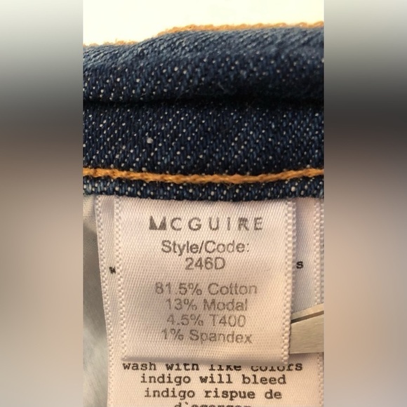 McGuire Damn Fine High Rise Side Striped Cropped Raw Hem Jeans 246D Size 27 - Picture 6 of 16